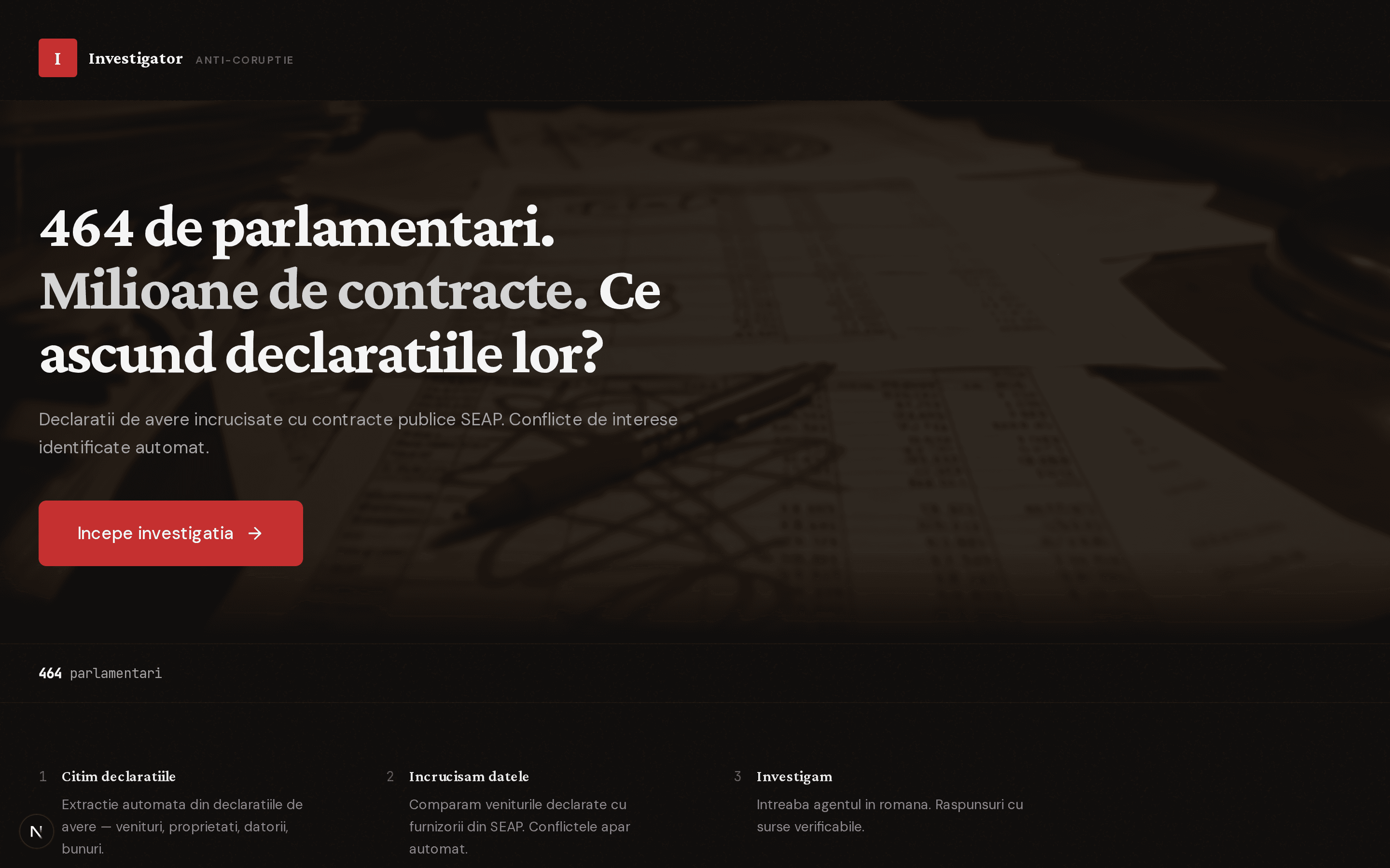 Cover image for Investigation Assistant - Anti-Corruption Tool for Romanian Journalists project